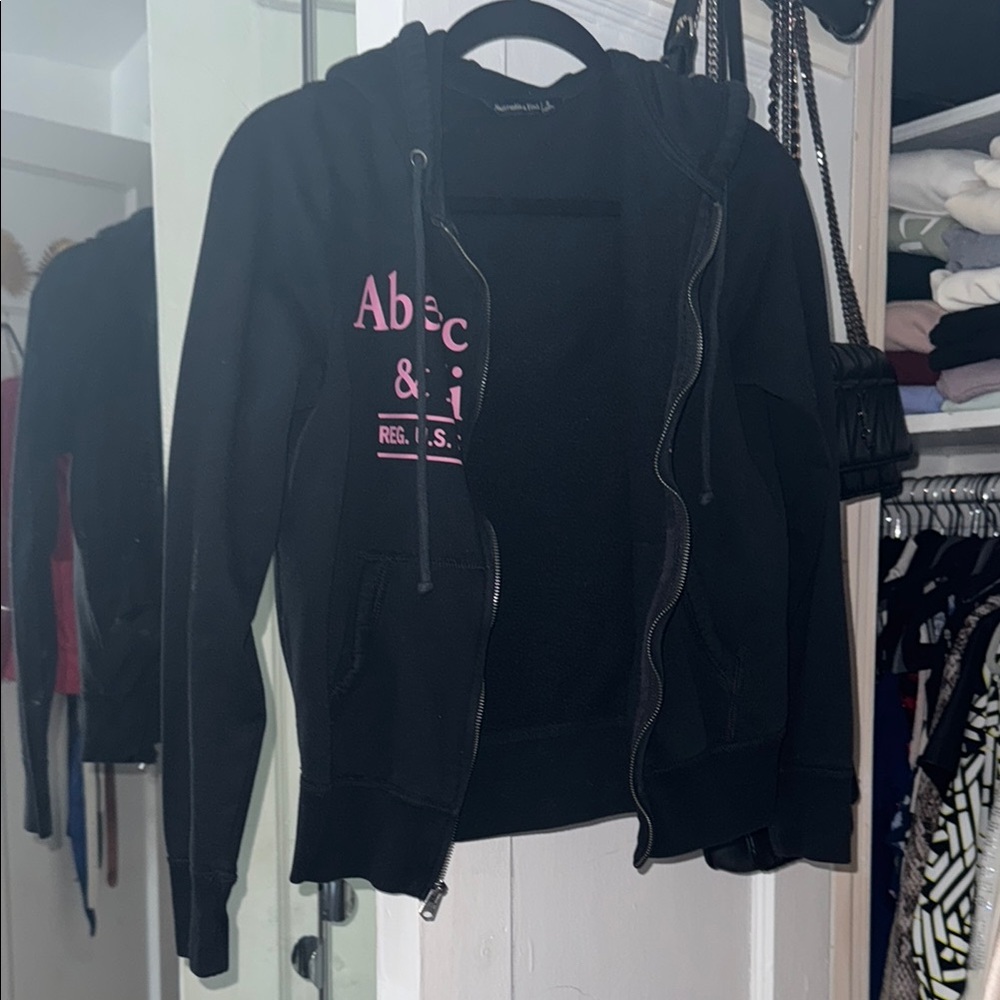 Abercrombie & Fitch Black Jacket with Pink Logo